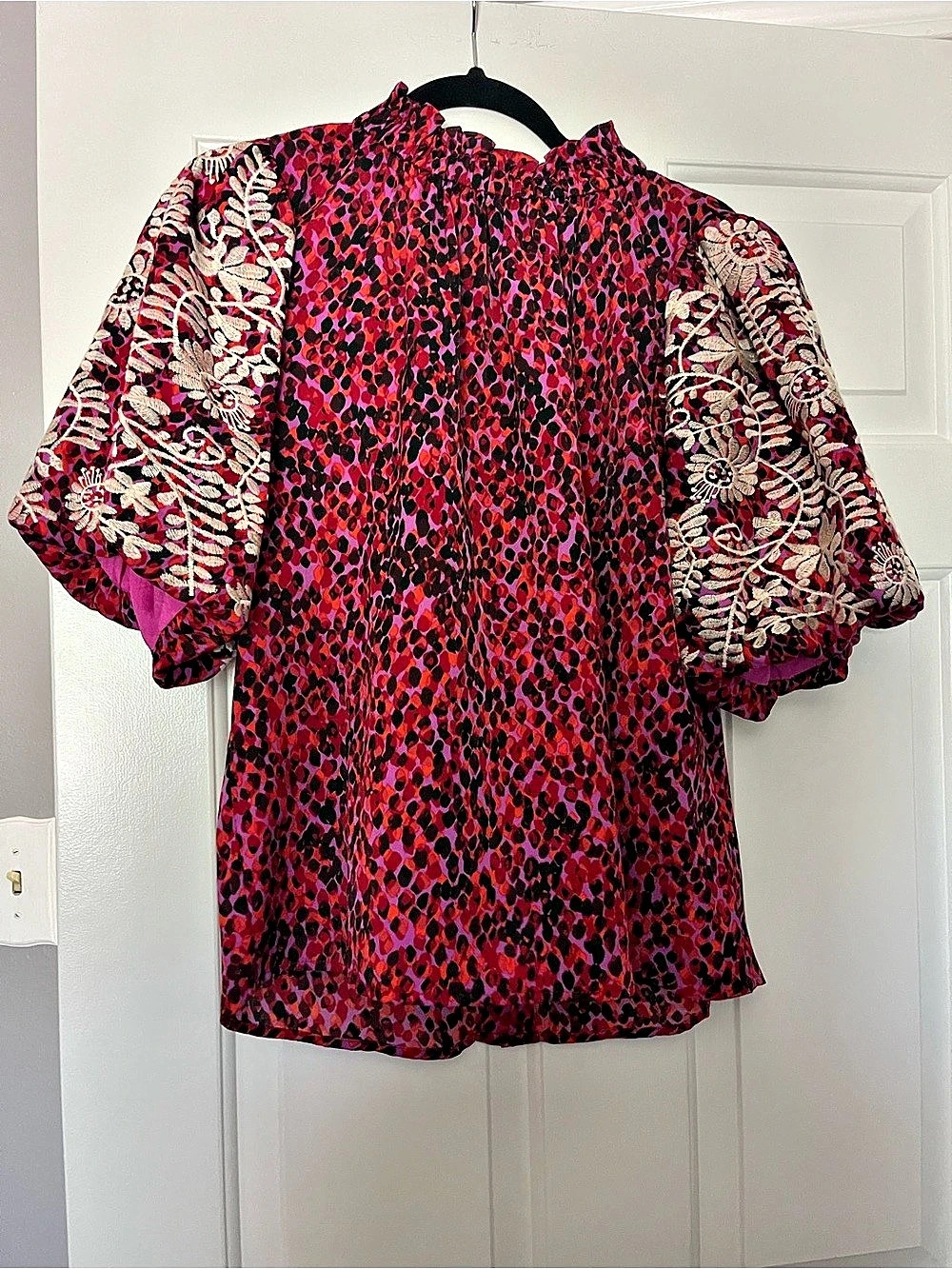 Animal Print Puff Sleeve Blouse. Like New